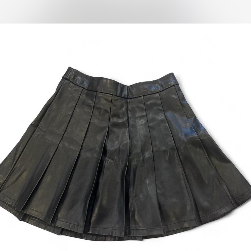 Elegant Black Leather Skater Skirt